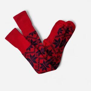 Vintage Icelandic Patterned Wool Socks, Boho Aprés Ski Fair Isle